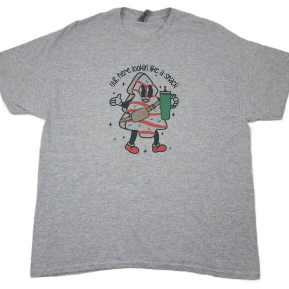 Little Debbie Christmas Tree Cakes t-shirt XL Unisex Gray Lookin Like a Snack Ho - Picture 2 of 5